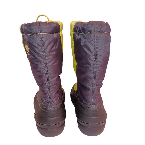 Sorel Kids Snow Boots Yellow/Lime Green Wind Water Resistant Lugged Sole sz 5 - Picture 4 of 5